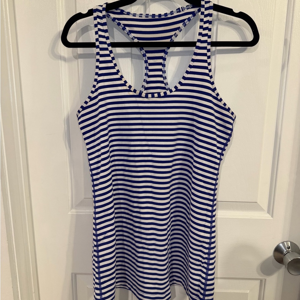 Lululemon Athletica Navy and White Striped Tank Top